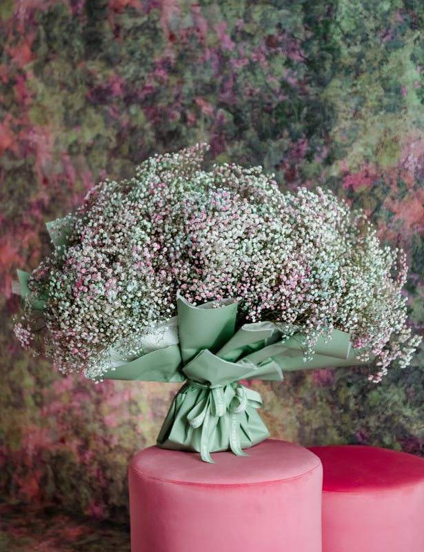 Large Bouquet Of colourful Gypsophilia 