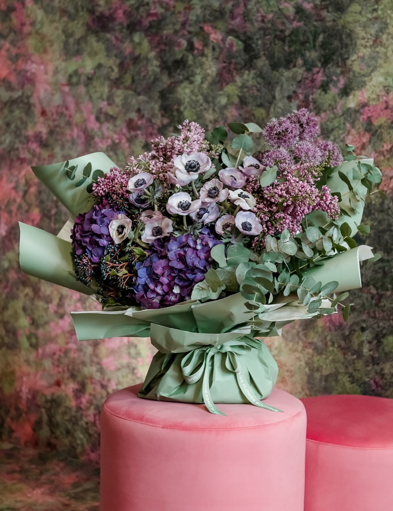 Purple Hydrangea and Anemone